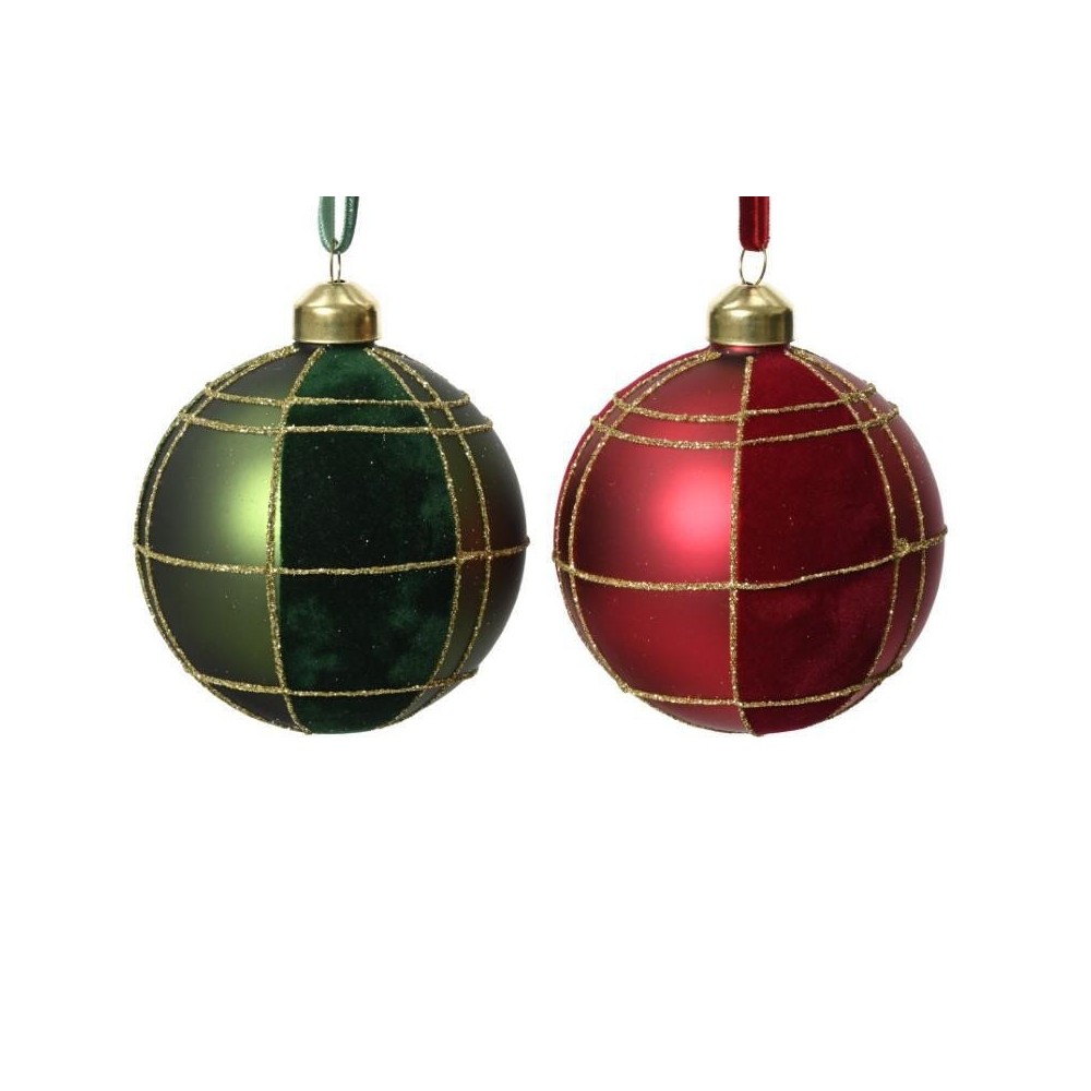 SFERA VETRO E VELLUTO RED-GREE